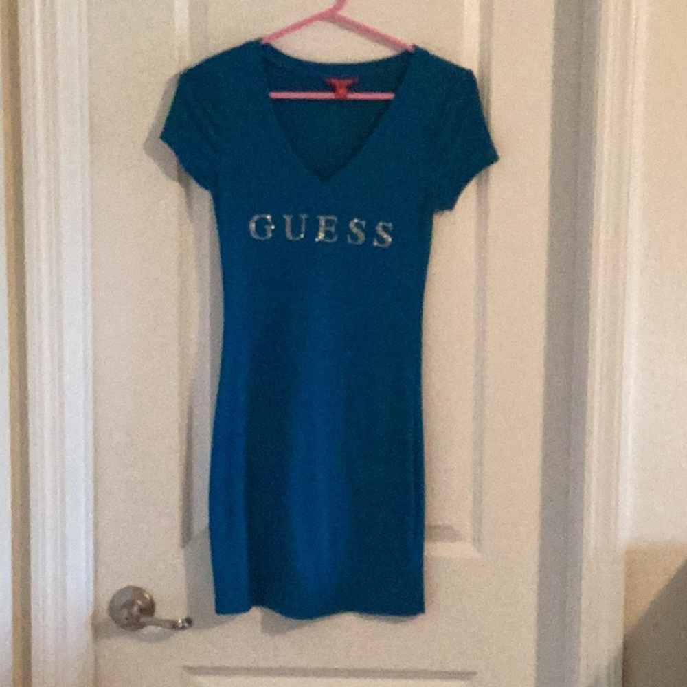 GUESS Blue V-Neck Dress